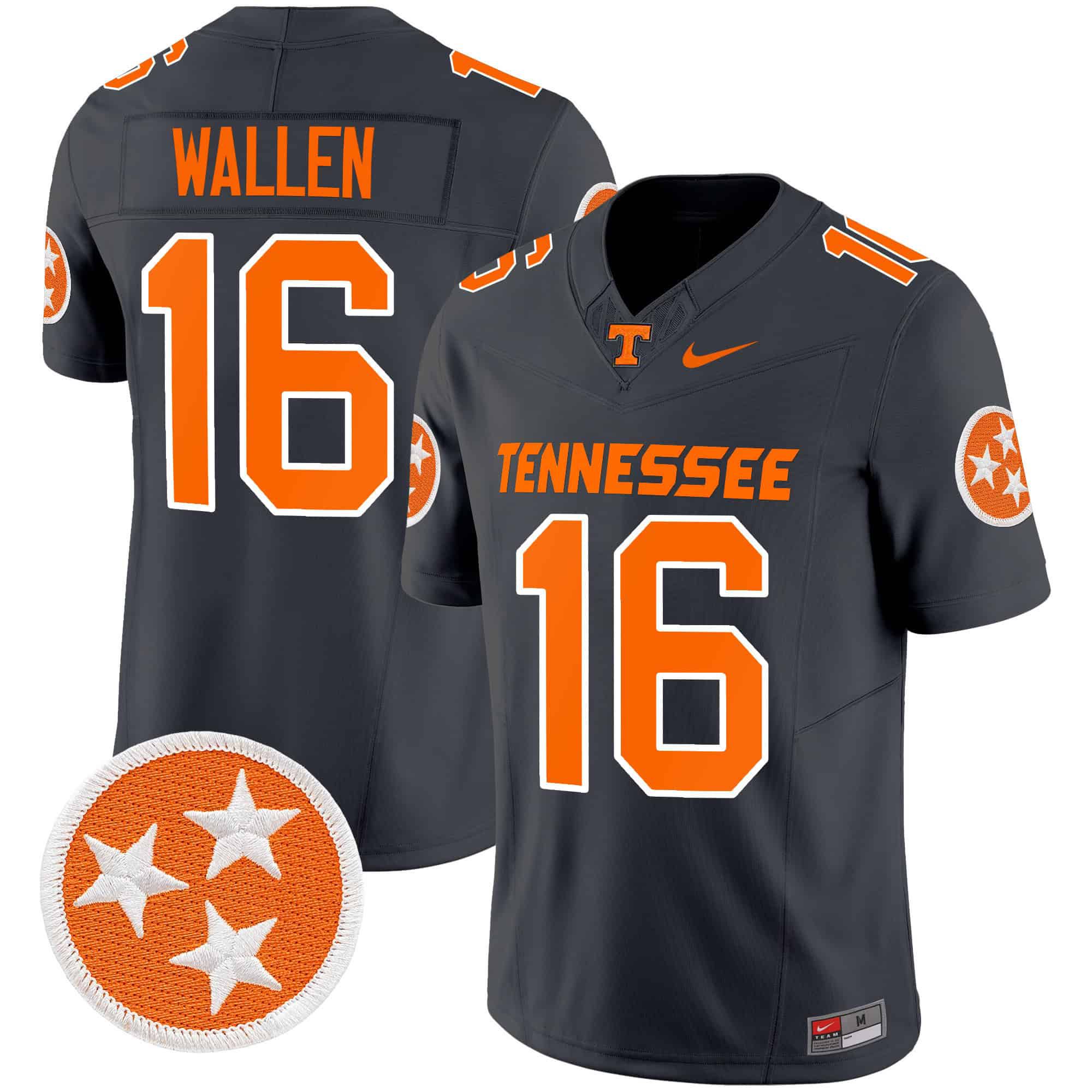 Men Tennessee Volunteers #16 Wallen Black 2024 Nike Vapor Limited NCAA Jersey style 1->customized nfl jersey->Custom Jersey
